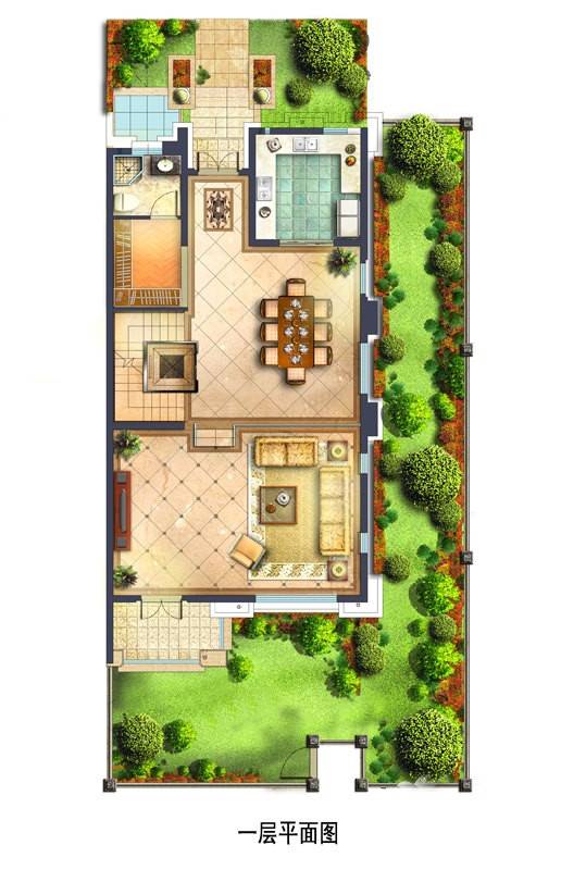 金丰·观湖铂庭c户型一层平面图