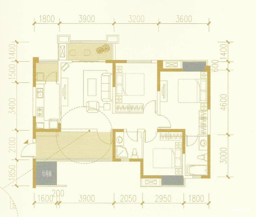 香江华府香江华府户型图 c2,c4,d2,d4户型图 105.92㎡