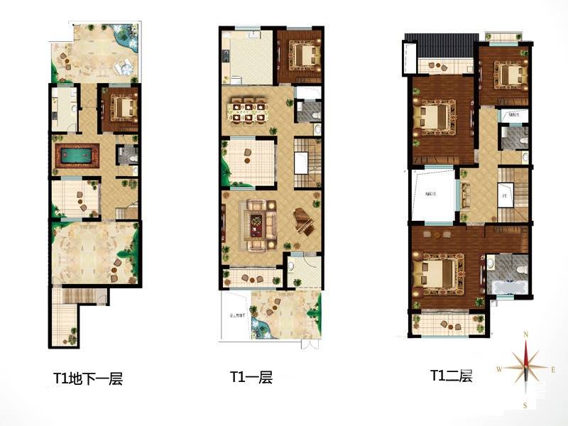 重汽·莱蒙湖户型图 别墅t1户型5室3厅4卫1厨 358㎡