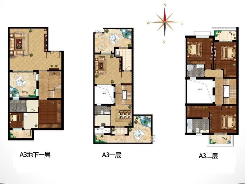 重汽·莱蒙湖户型图 别墅a3户型5室3厅4卫1厨 252㎡