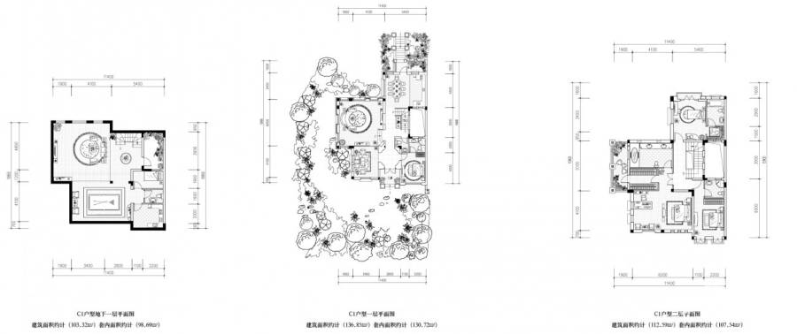 济南鲁能领秀城户型图 漫山香墅联排c1-01户型