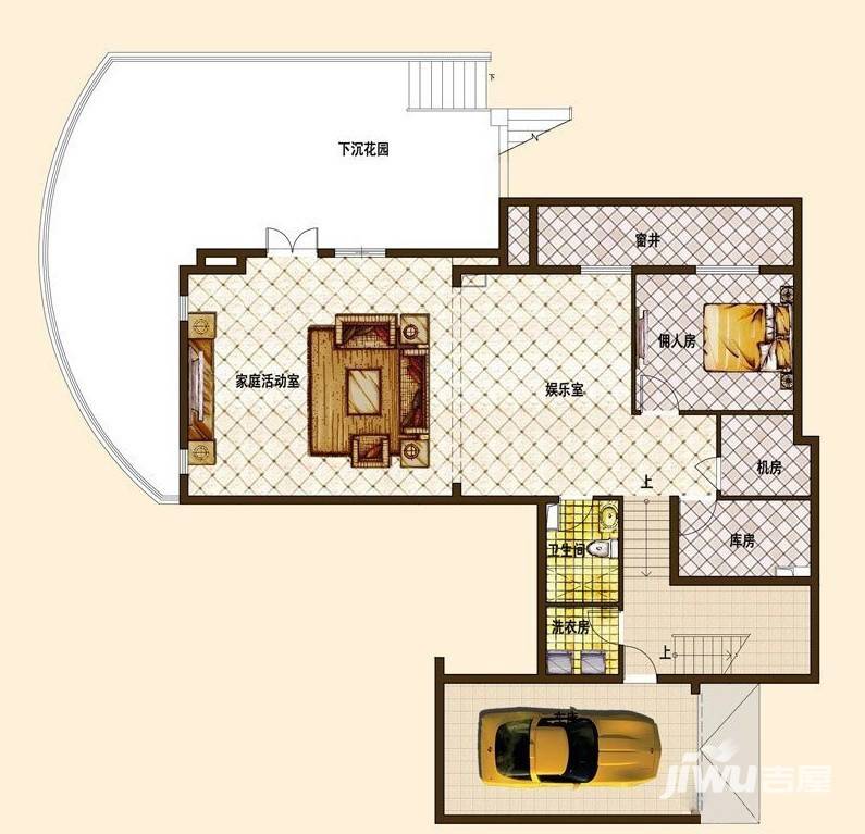 建邦原香溪谷建邦·原香溪谷户型图 别墅e户型负一层3室3厅5卫1厨 406