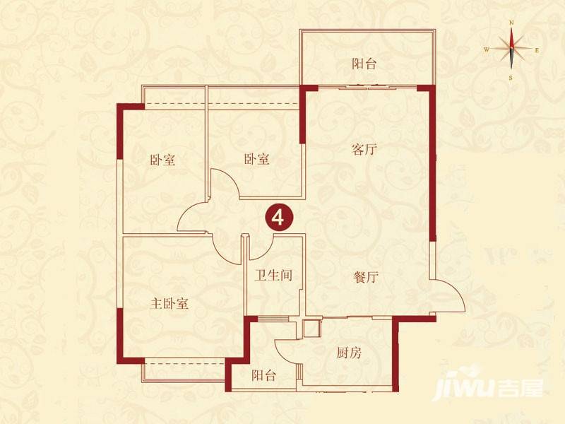 恒大绿洲恒大绿洲户型图 6号楼三室两厅一卫 117.47㎡