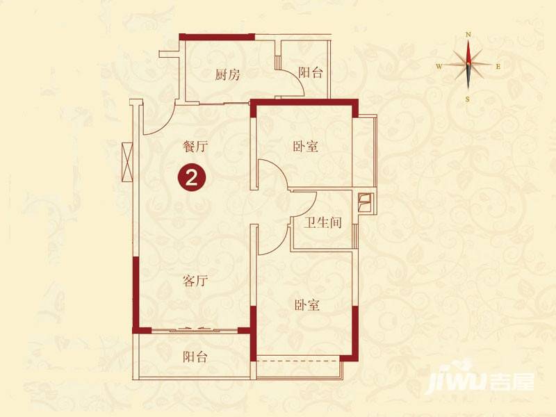 恒大绿洲户型图 7号楼两室两厅一卫 90.51㎡