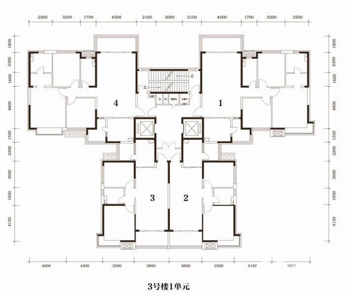 恒大绿洲户型图 恒大绿洲 3号楼1单元户型图