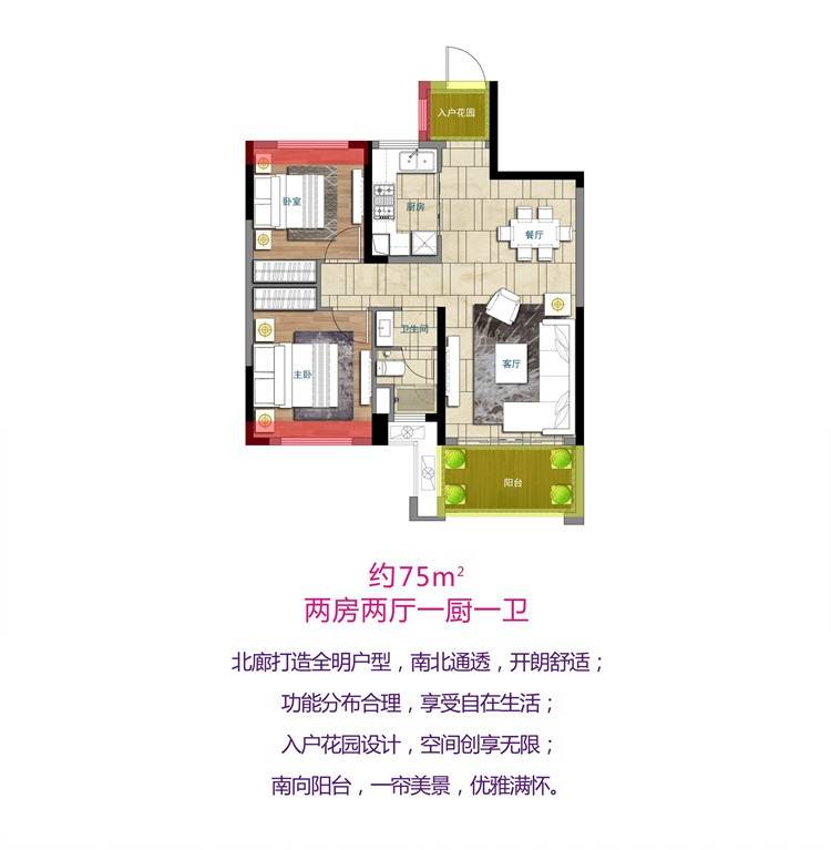 新力愉景湾户型图 75㎡