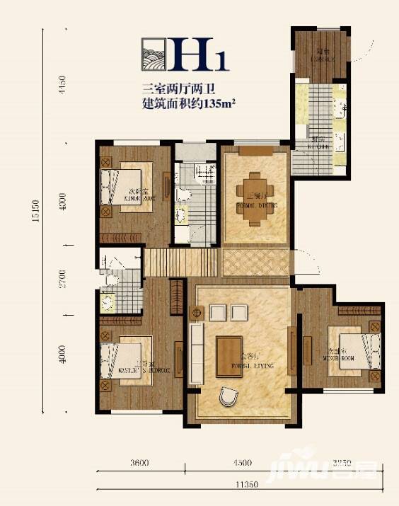 君熙太和君熙太和户型图 h1户型 三室两厅两卫 135㎡