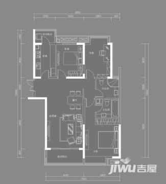 唐山雅颂居户型图 e户型三室两厅两卫138.19平米