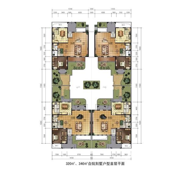 金隅乐府金隅乐府户型图 320平米,340平米合院别墅户型首层平面