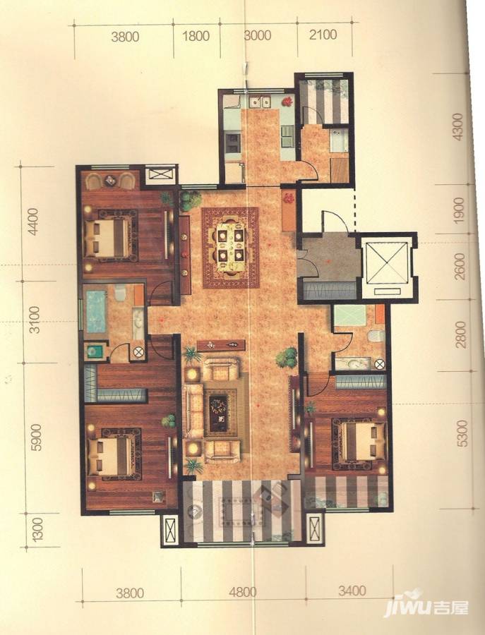 橡树湾户型图 图为花园洋房户型图 187㎡