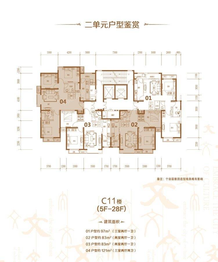 太原富力城富力城户型图 富力城四期二单元c11楼(5f-28f)