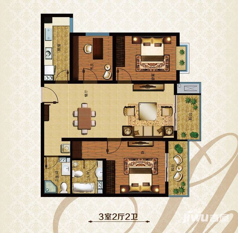 胜利鑫城胜利鑫城户型图 胜利鑫城三室二厅二卫 123.38㎡