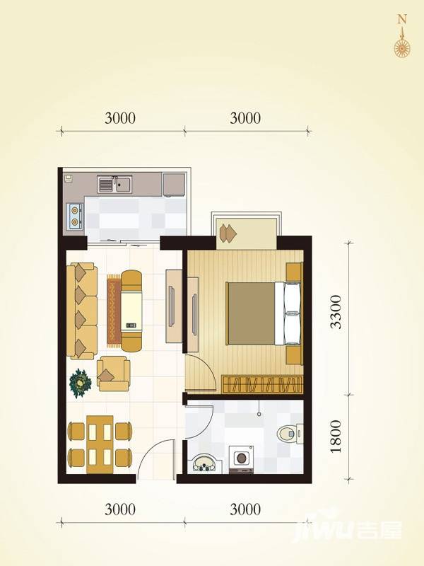 学府逸居学府逸居户型图 a01户型 一室一厅一卫 44.61㎡