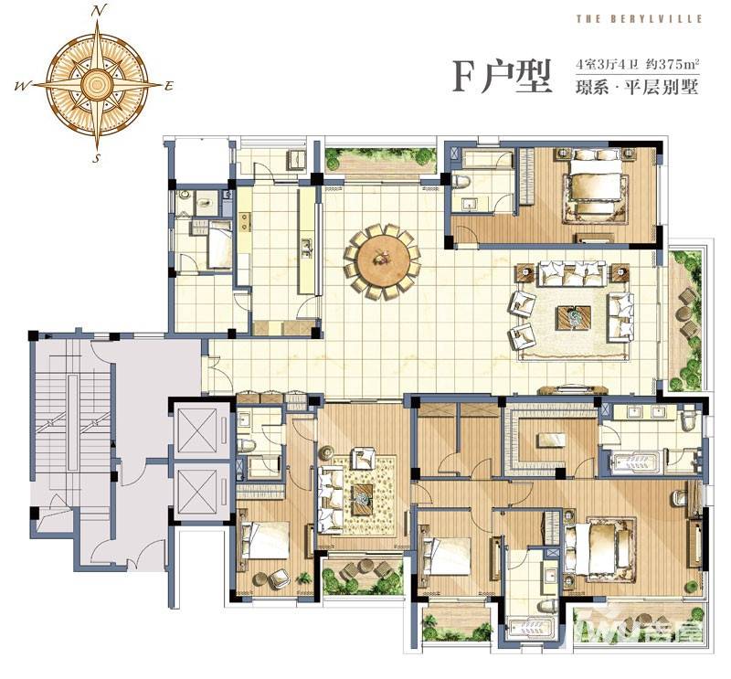 泊璟廷泊璟廷户型图 璟系 平层别墅 f户型 375㎡