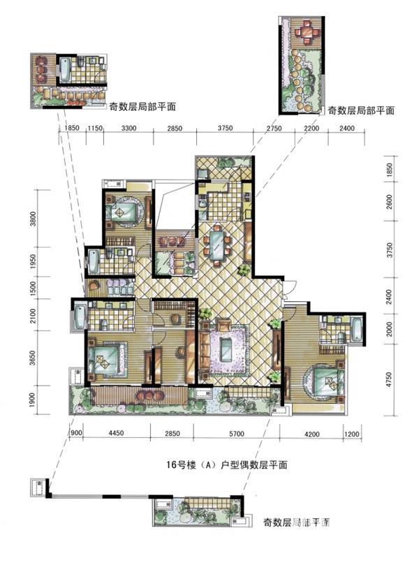 金地湖城大境户型图 天字一号16号楼a户型