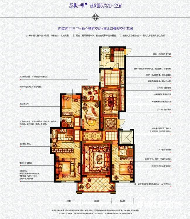 中海御湖1号户型图 经典户型210-220平米