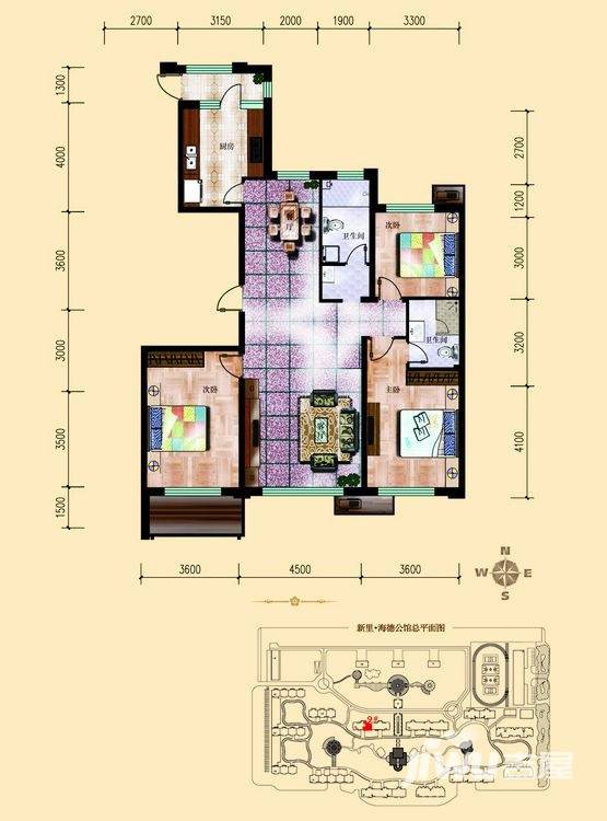 新里海德公馆新里海德公馆户型图 9号楼三室二厅二卫户型 151㎡