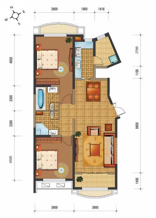 四季上东四季上东户型图 二期10号楼d4-2-a户型2室2厅2卫 81㎡