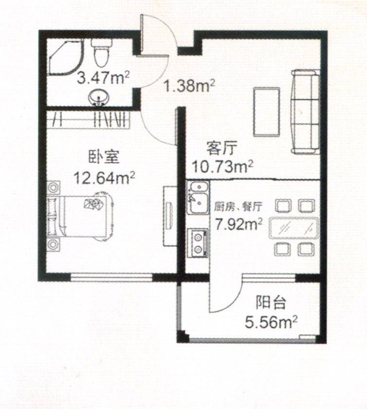 幸福里幸福里户型图 一居室户型