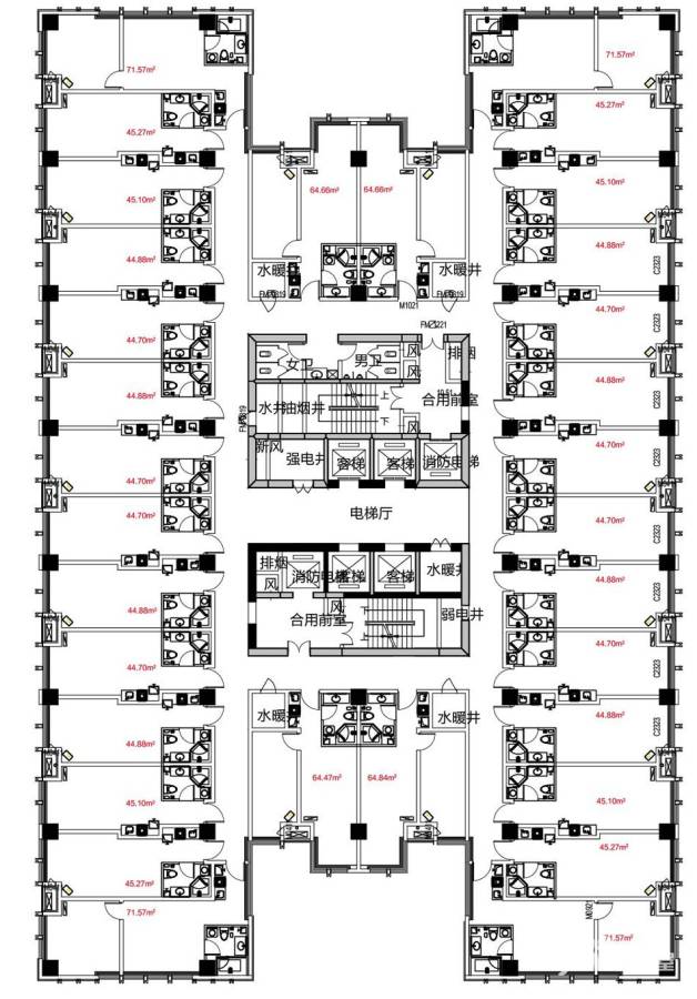 正商四大铭筑户型图 正商木华广场公寓2号楼14层平面图