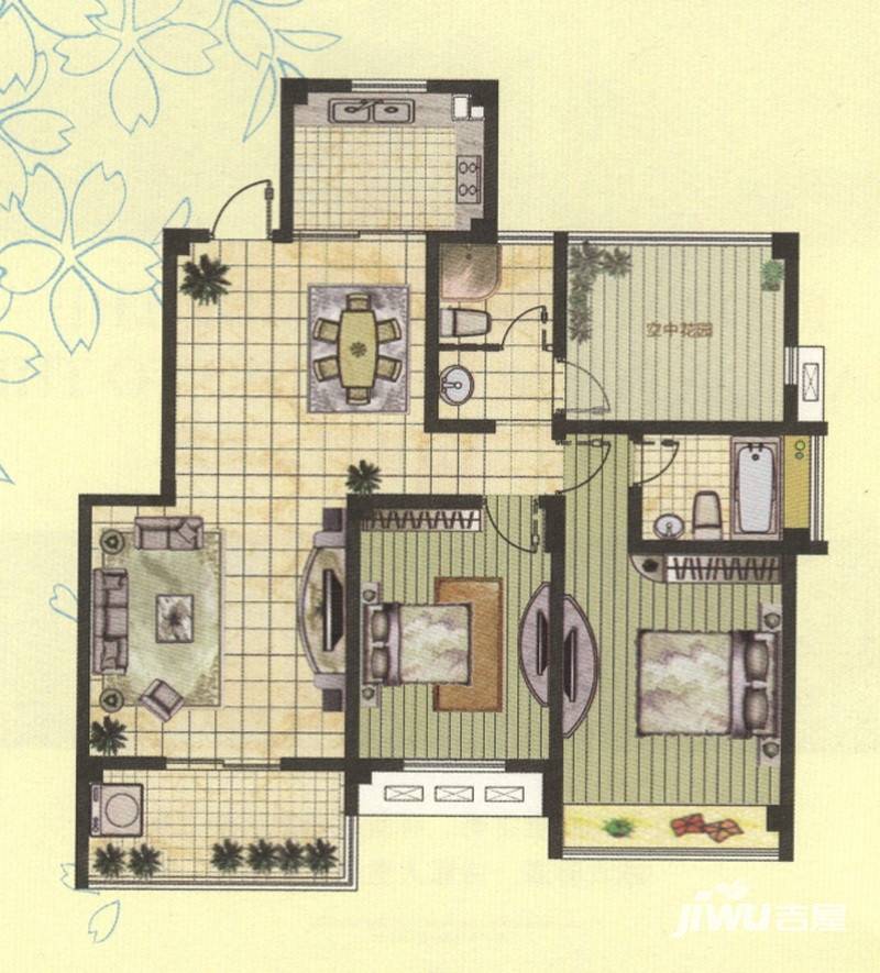 湖滨御景户型图 b2户型 建筑面积120.15㎡