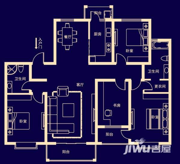 文兴水尚·尚悦湾c2户型 四室两厅