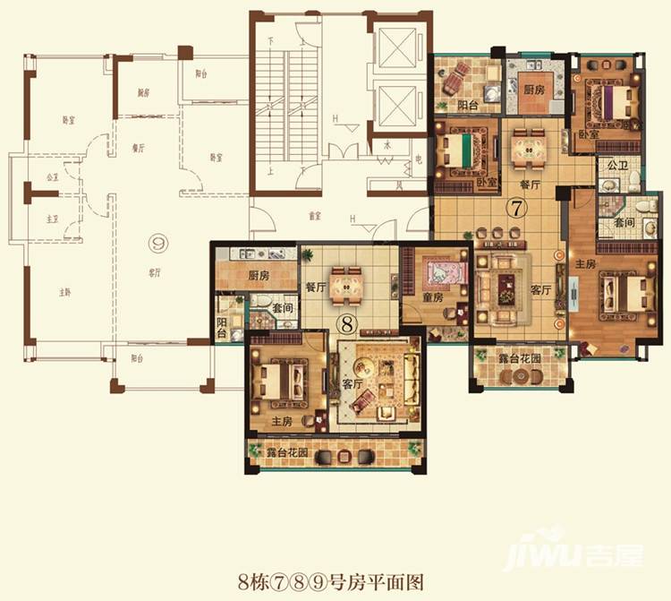 壹品湾户型图 8栋⑨号房平面图