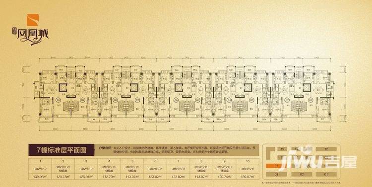 凤凰城凤凰城户型图 7幢标准层整体户型图 113.07㎡