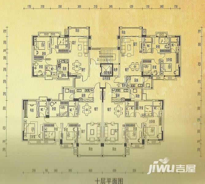 肇庆碧桂园山湖城户型图 囍居2号楼10层