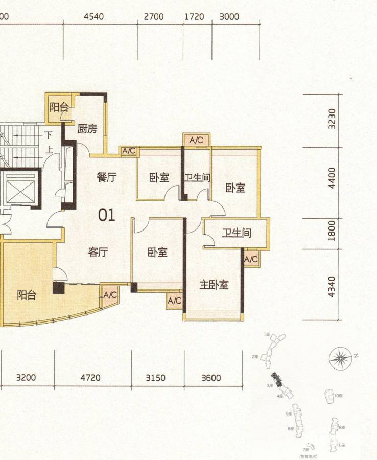 捷和广场户型图 3座01单位 152.99㎡