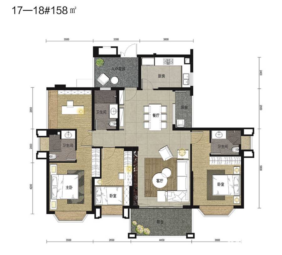 博雅滨江博雅滨江户型图 17-18座 158㎡