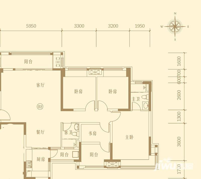 保利中央公馆户型图 1栋2梯/2栋 02户型 141㎡