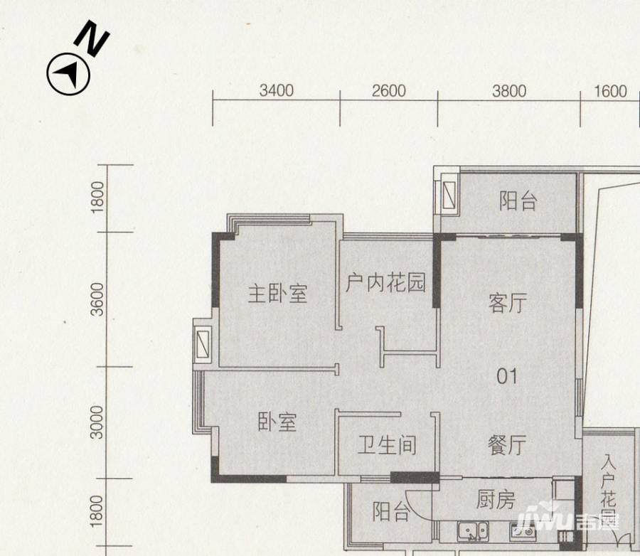 雅瑶绿洲户型图 b1栋01单位 93.32㎡