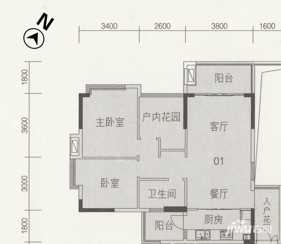 雅瑶绿洲雅瑶绿洲户型图 b2栋01单位 93.32㎡