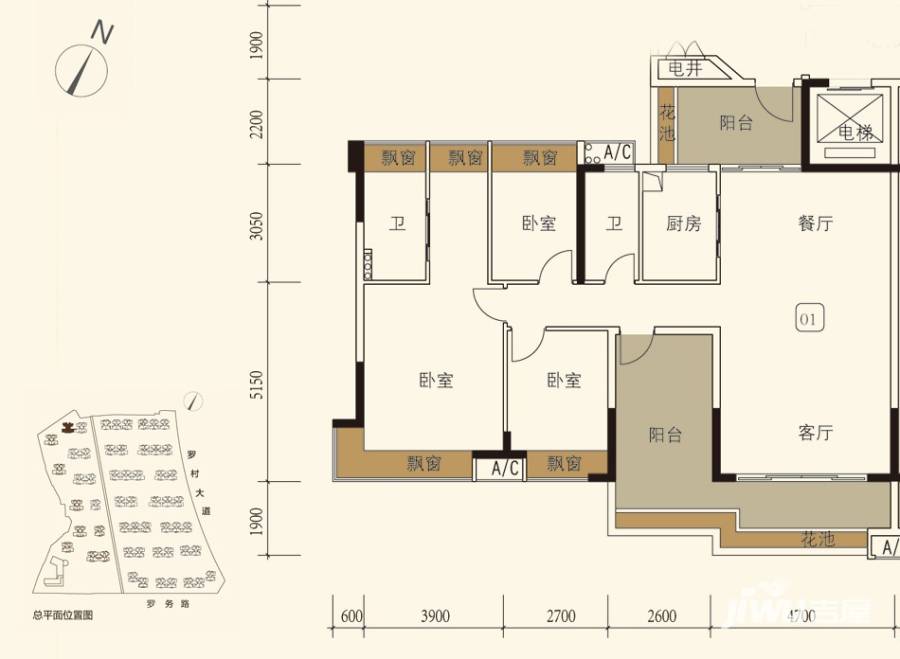 长信银湾户型图 17座 01单元 134㎡