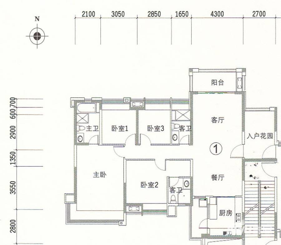 保利中环广场户型图 1座 01户