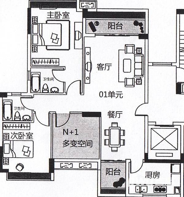 丽日名都户型图 尚湖轩7座01单元 108.64㎡