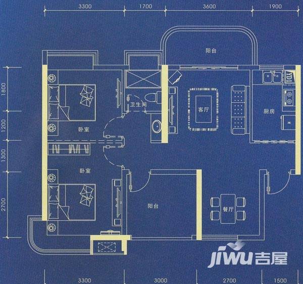 桂丹颐景园户型图 春咏 1座01单位/2座04单位 87.5㎡