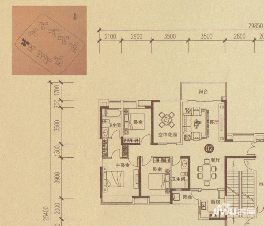 保利东湾米墅保利东湾户型图 7座 02单元 138㎡