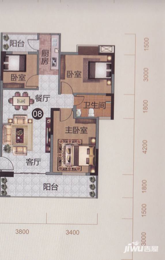 宝行御泉湾户型图 10/11座 08单元 100.44㎡