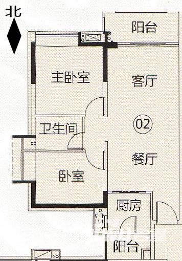 越秀岭南隽庭户型图 1座02单元 81㎡