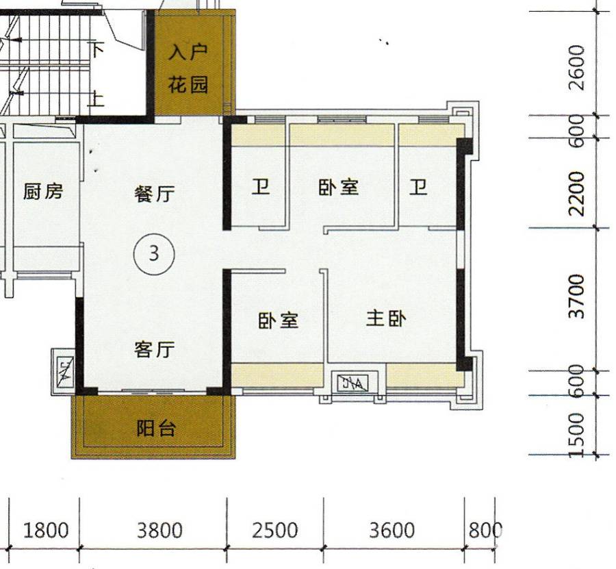 长信帝景峰长信御景峰户型图 10栋 5-26层 03单元 91㎡