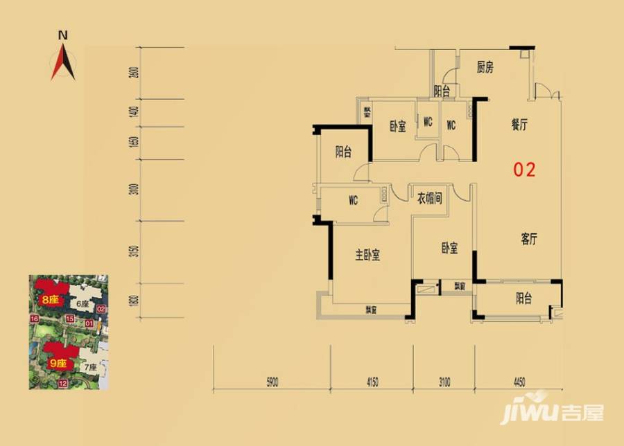 大沥碧桂园华府户型图 8/9座02单元 143.77㎡