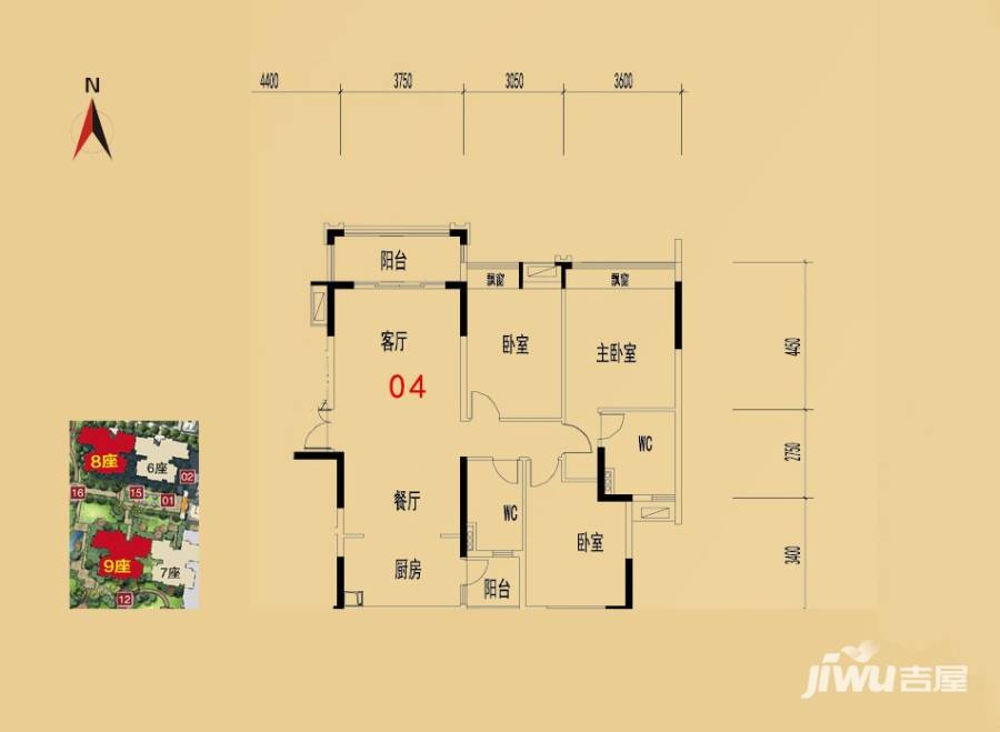 大沥碧桂园华府大沥碧桂园华府户型图 8/9座04单元 116.1㎡