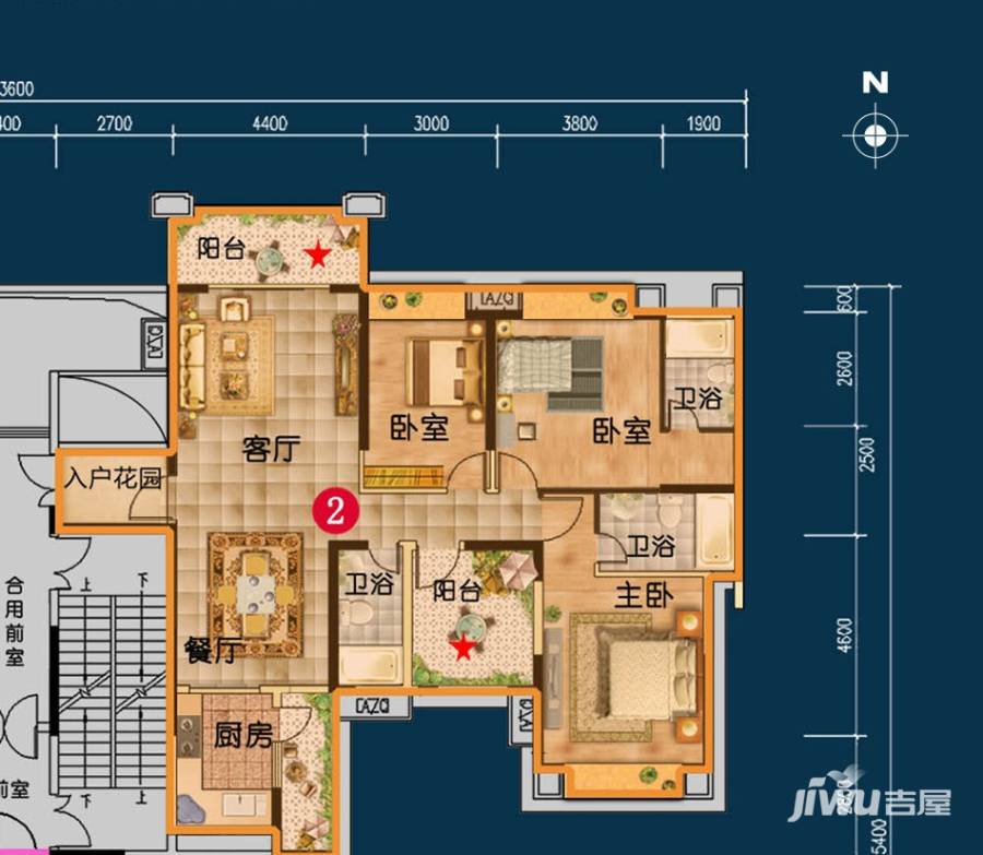 佛山星际半岛星际半岛户型图 1号楼 02单元 155.