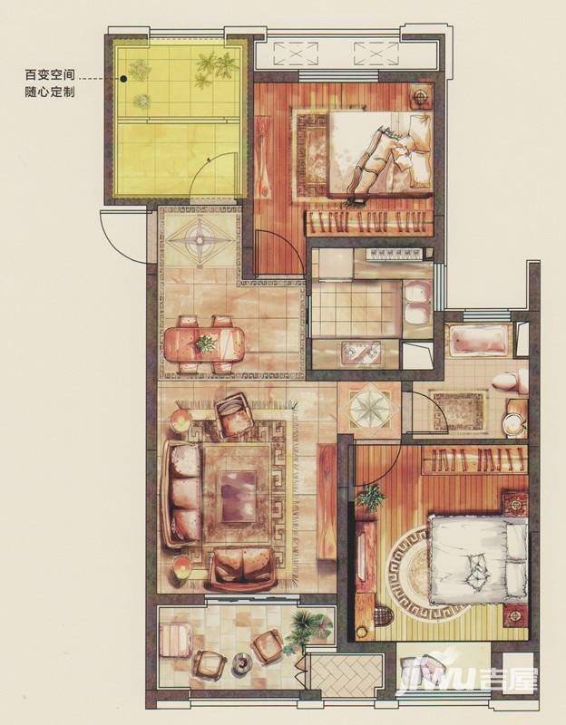 昆山绿地21新城c3户型 2 1房户型图_首付金额__0.0平米 - 吉屋网