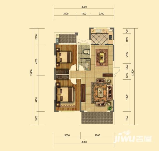 栖凤华庭8栋b户型两室两