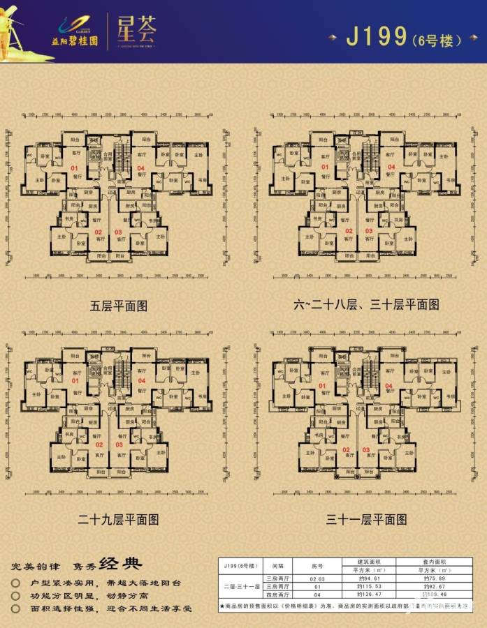 益阳碧桂园户型图 星荟j199(6号楼)户型平面图