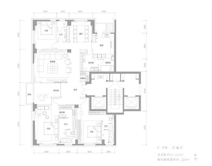 万柳书院3室2厅2卫213㎡户型图