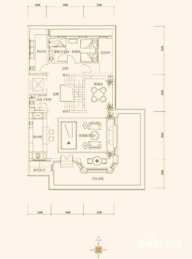 鸿坤林语墅别墅-联排116.8㎡户型图